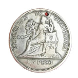 Guatemala 1894 1 PESO Coin Pendant Necklace Silver Plated Jewelry