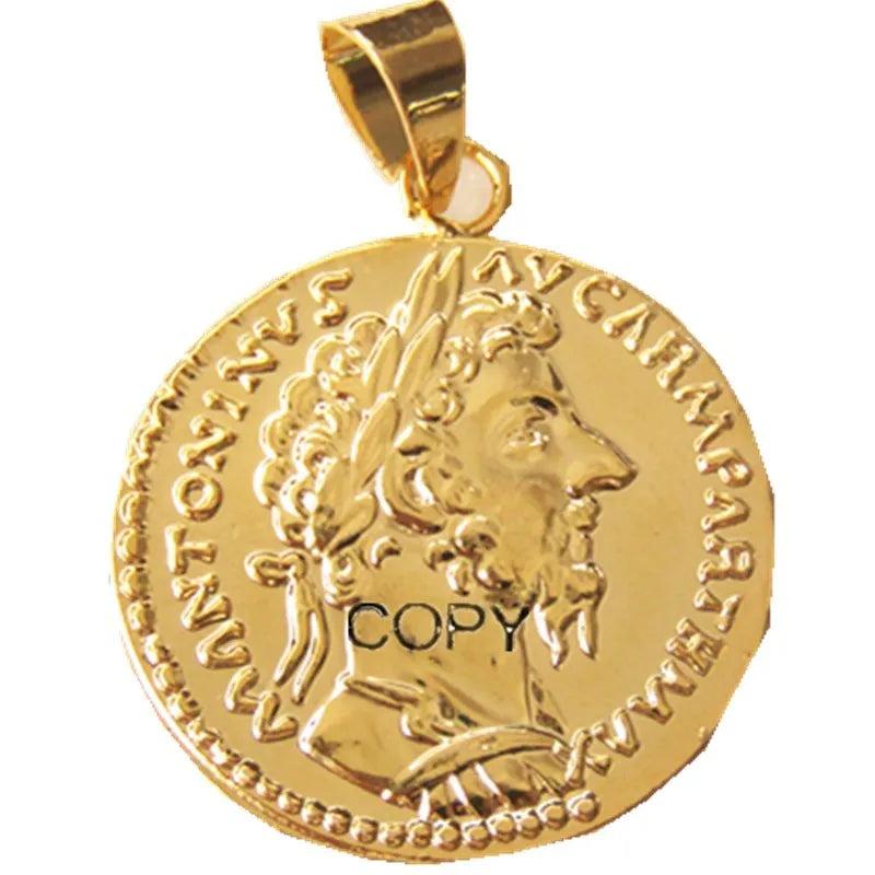 Marcus Aurelius Aureus Coin Pendant 168 AD Rome Plated Jewelry