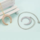 Zircon Crescent Horn Pendant Necklace CZ Moon Collar Sweater Chain