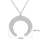 Zircon Crescent Horn Pendant Necklace CZ Moon Collar Sweater Chain