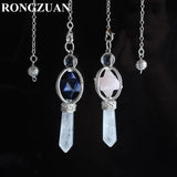 Merkaba Dowsing Pendant Quartz Natural Stone Pendulum Wicca Chakra Chain