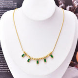 Green Crystal Stainless Steel Pendant Necklace for Women