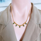 Green Crystal Stainless Steel Pendant Necklace for Women