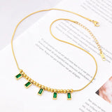 Green Crystal Stainless Steel Pendant Necklace for Women