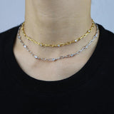 European Women Jewelry CZ Station Choker Necklace