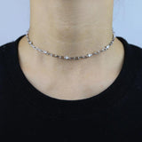 European Women Jewelry CZ Station Choker Necklace