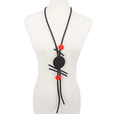 Geometric Red Round Wooden Beads Jewelry Women Ethnic Rubber Necklace