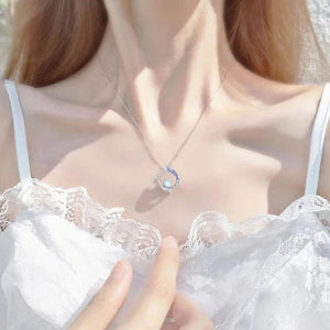 Moonstone Pendant Necklace for Women Silver Clavicle Chain Jewelry