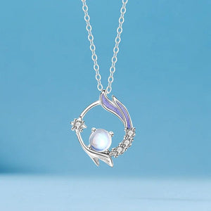 Moonstone Pendant Necklace for Women Silver Clavicle Chain Jewelry