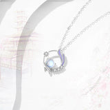 Moonstone Pendant Necklace for Women Silver Clavicle Chain Jewelry