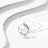 Moonstone Pendant Necklace for Women Silver Clavicle Chain Jewelry