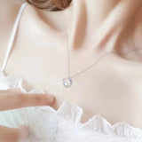 Moonstone Pendant Necklace for Women Silver Clavicle Chain Jewelry
