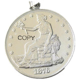 US 1876cc Trade Dollar Necklace Silver Plated Coin Pendant Jewelry