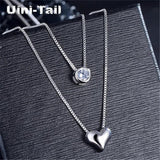 Uini-Tail hot 925 Tibetan silver heart-shaped double-layer necklace