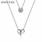 Uini-Tail hot 925 Tibetan silver heart-shaped double-layer necklace