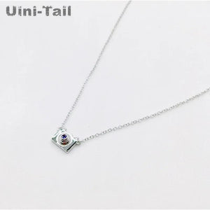 Tibetan Silver Mini Camera Pendant Set Chain Short Clavicle Chain