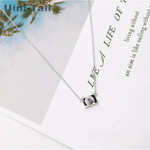 Tibetan Silver Mini Camera Pendant Set Chain Short Clavicle Chain
