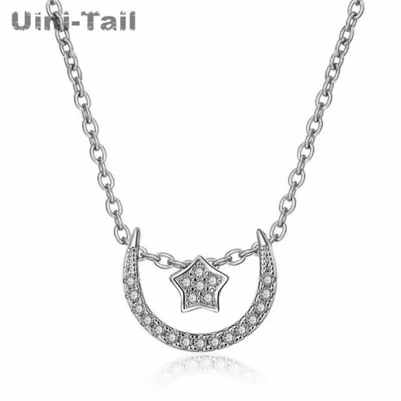 Uini-Tail Hot 925 Tibetan Silver Moon Star Necklace