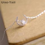 Uini-Tail Hot 925 Tibetan Silver Moon Star Necklace