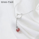 Uini-Tail Strawberry Crystal Cat Necklace GN412