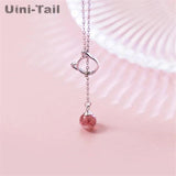 Uini-Tail Strawberry Crystal Cat Necklace GN412