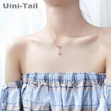 Uini-Tail Strawberry Crystal Cat Necklace GN412