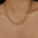 18K Plated Stainless Steel Twisted Rope Chain Choker Necklace
