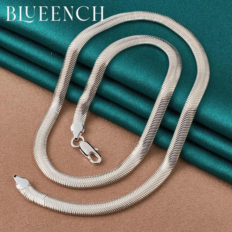 925 Silver 6mm Snake Bone Necklace Flat Chain