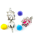10Pcs Love Charm Pearl Cage Locket Aromatherapy Diffuser Pendant Necklace Keycha