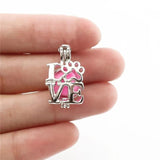 10Pcs Love Charm Pearl Cage Locket Aromatherapy Diffuser Pendant Necklace Keycha