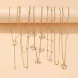 Fashionable Women's Jewelry Moon Heat Star Butterfly Pearl Necklace Set