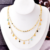 2-Layer Geometric Pearl Star Light Bulb Choker Necklace