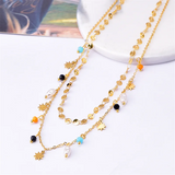 2-Layer Geometric Pearl Star Light Bulb Choker Necklace