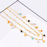 2-Layer Geometric Pearl Star Light Bulb Choker Necklace