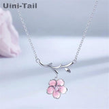 925 Tibetan Silver Pink Cherry Necklace Sweet Cherry Necklace