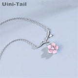 925 Tibetan Silver Pink Cherry Necklace Sweet Cherry Necklace