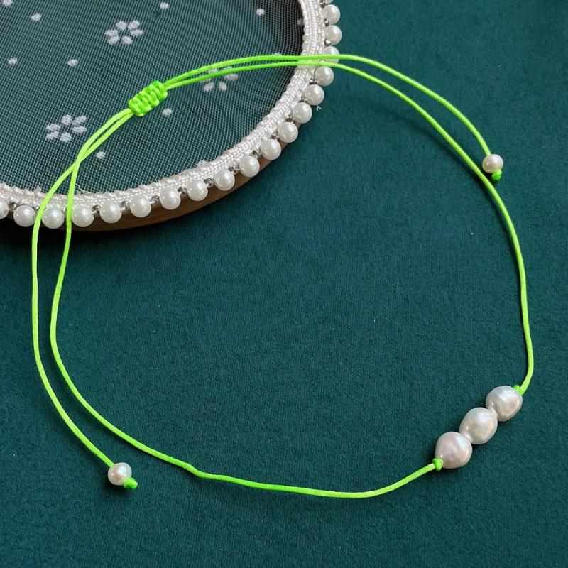 Baroque Pearl Necklace Colorful Rope Chain Choker