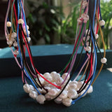 Baroque Pearl Necklace Colorful Rope Chain Choker