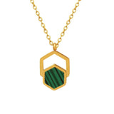 Green Acrylic Stripe Geometric Pendant Necklace Titanium Steel