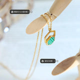 Green Acrylic Stripe Geometric Pendant Necklace Titanium Steel