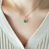 Green Acrylic Stripe Geometric Pendant Necklace Titanium Steel