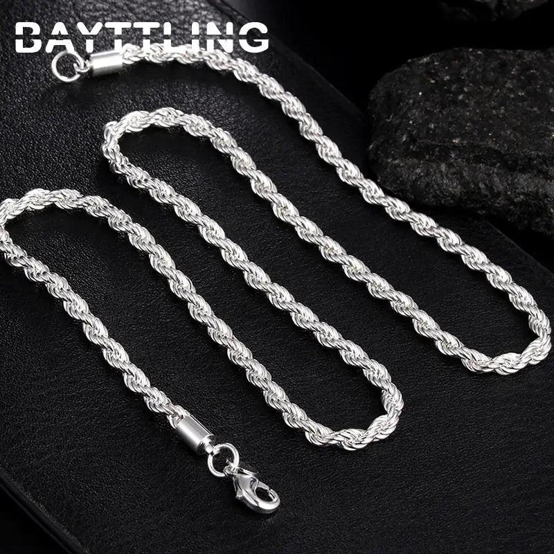 925 Silver Necklace 3mm 16-24 Rope Chain Women