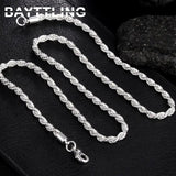 925 Silver Necklace 3mm 16-24 Rope Chain Women