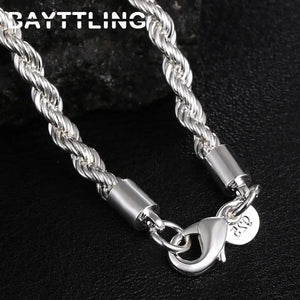 925 Silver Necklace 3mm 16-24 Rope Chain Women