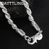925 Silver Necklace 3mm 16-24 Rope Chain Women