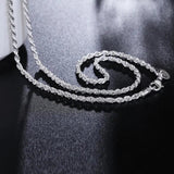 925 Silver Necklace 3mm 16-24 Rope Chain Women