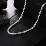 925 Silver Necklace 3mm 16-24 Rope Chain Women