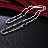 925 Silver Necklace 3mm 16-24 Rope Chain Women