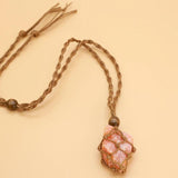 Crystal Quartz Raw Amethyst Necklace Healing Stone Reiki Pendant