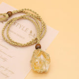 Crystal Quartz Raw Amethyst Necklace Healing Stone Reiki Pendant